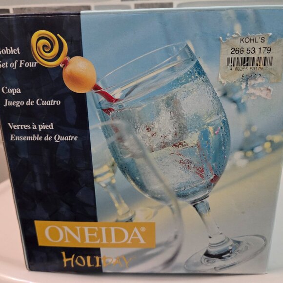 Vintage New in Box Oneida Oneida Holiday Goblet Set of Four 1999 - Picture 1 of 3